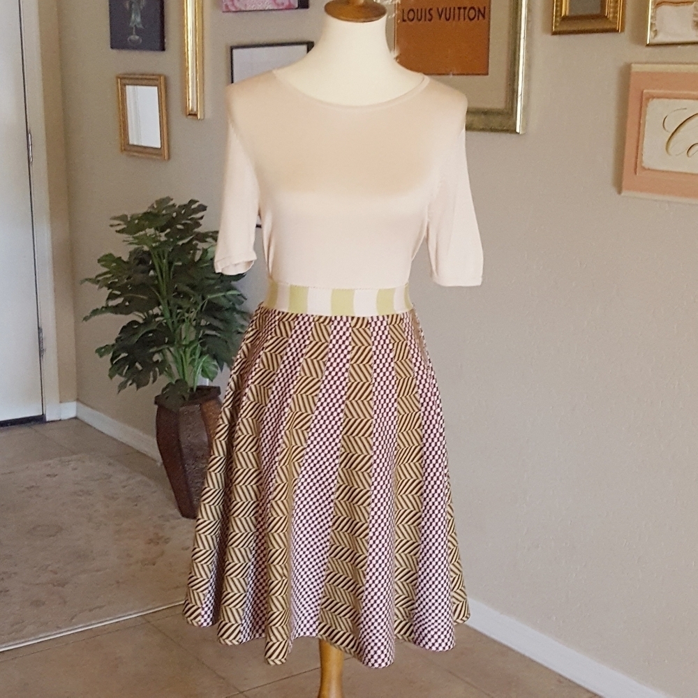 Vintage - Brown & Lime Knit‎ Full Skirt